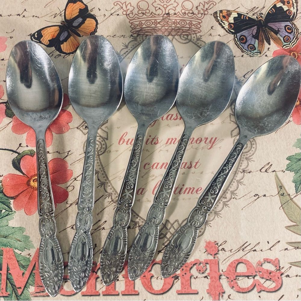 Vintage Stainless Steel Tablespoons Flatware Ornate Handles Made in Thailand